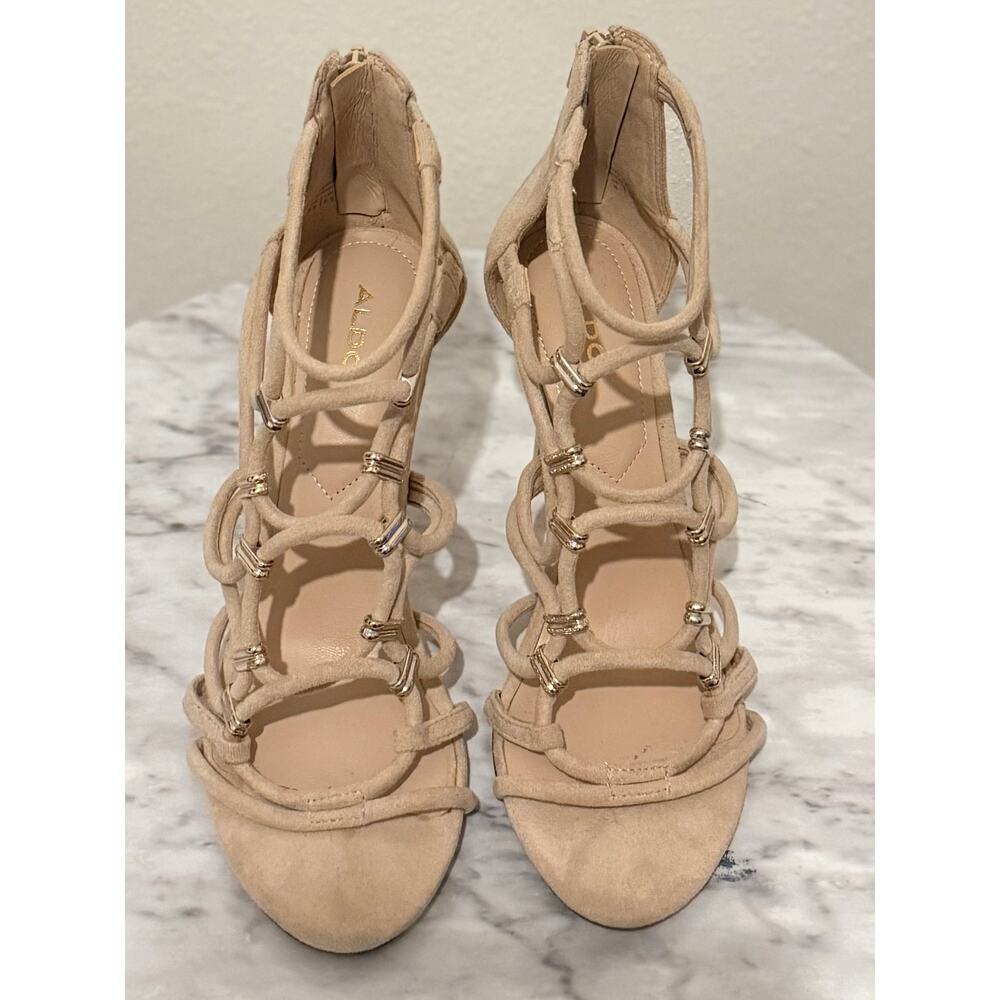 Aldo Umaledia Beige Strappy Stiletto Heels Women Size 8